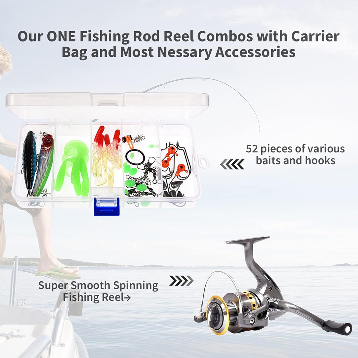 Fishing Rod and Reel Combo Carbon Fiber Telescopic Fishing Pole with Carrier Bag L85616