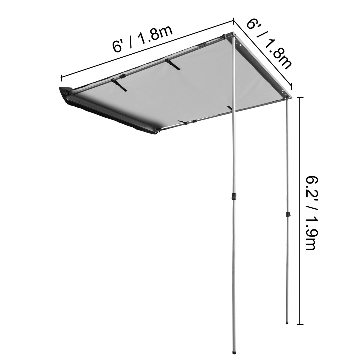 Retractable Waterproof Car Awning Tent Grey 6'x6' U266
