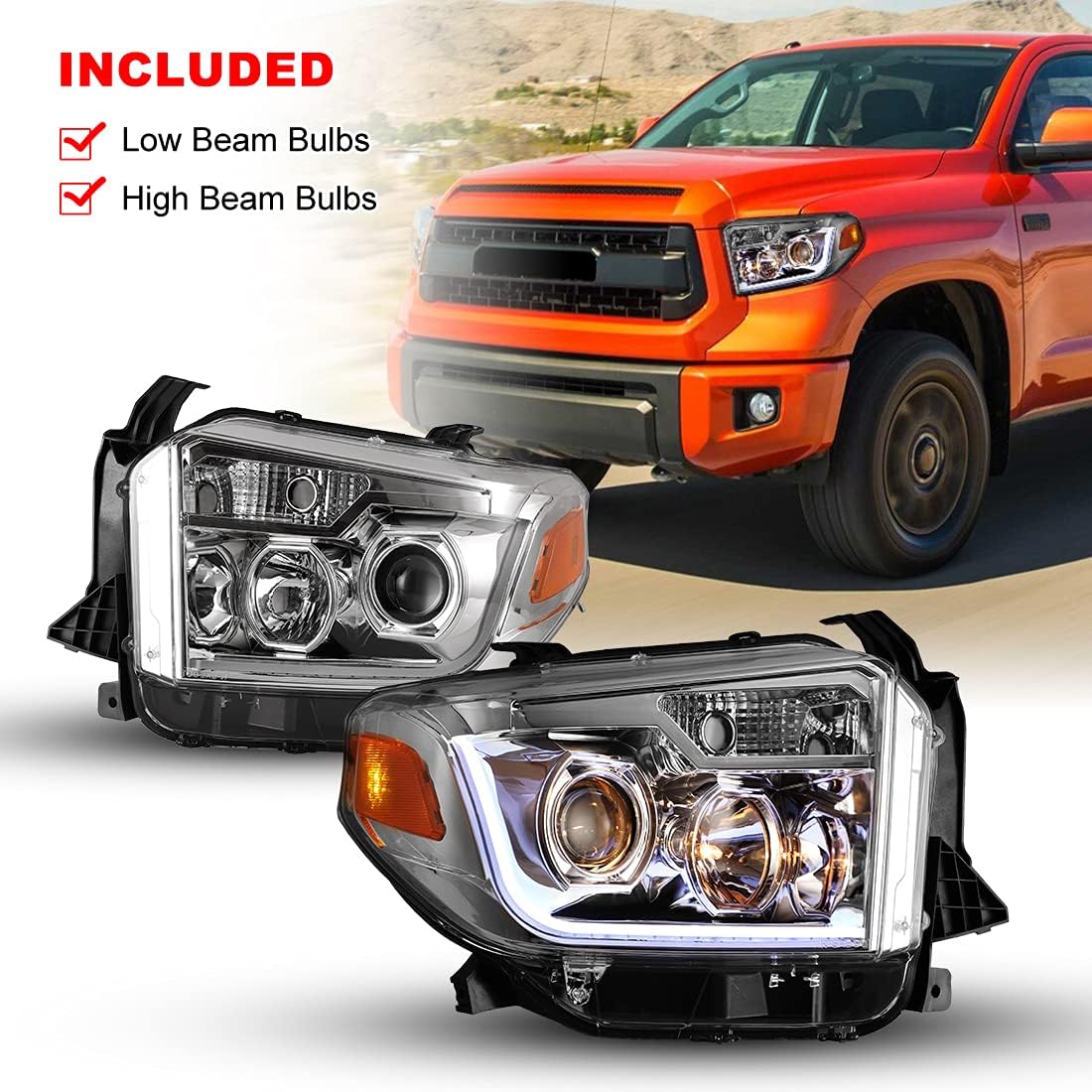 Projector LED Headlights Set for 2014-2017 Toyota Tundra O9598