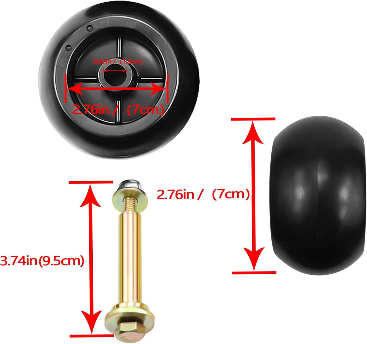 Pack of 6 Black Mower Anti Scalp Deck Wheel Y838