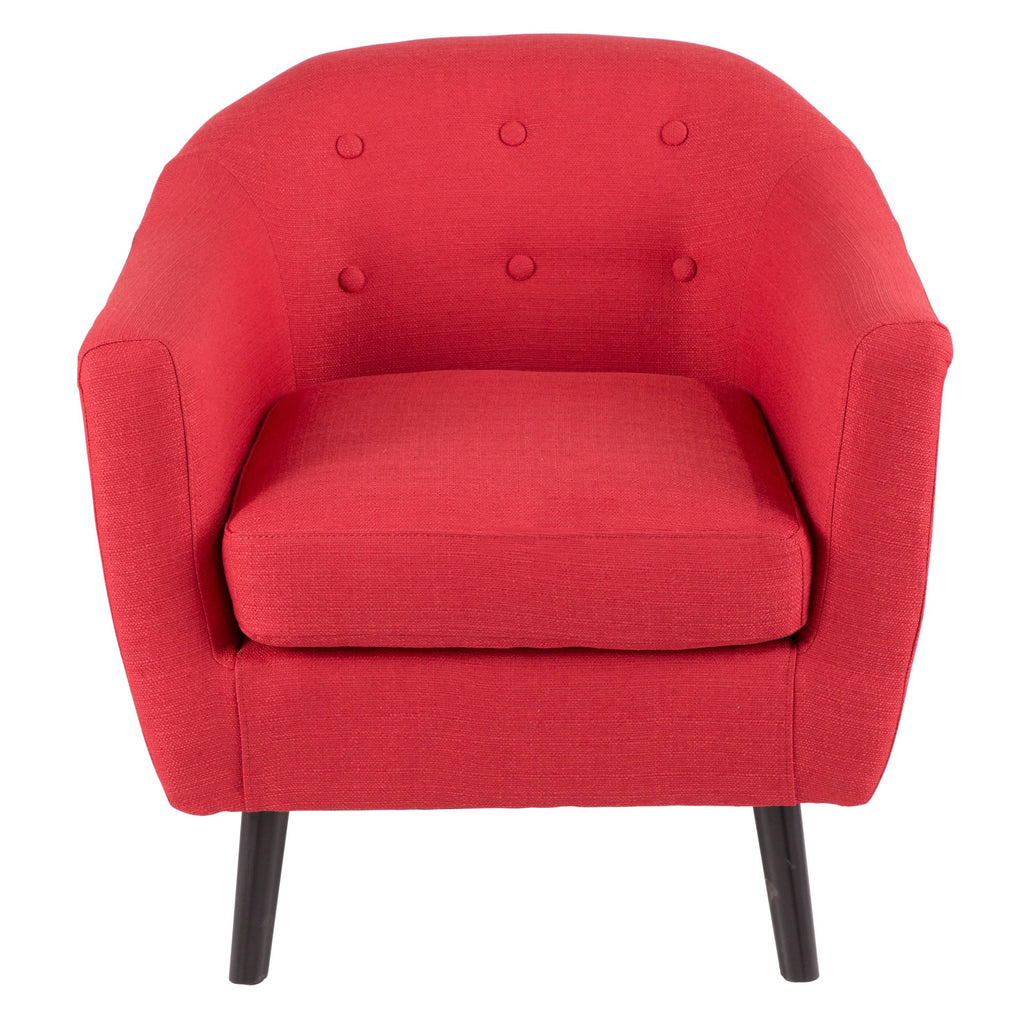 Red Fabric Accent Chair with Black Wooden Legs L206785