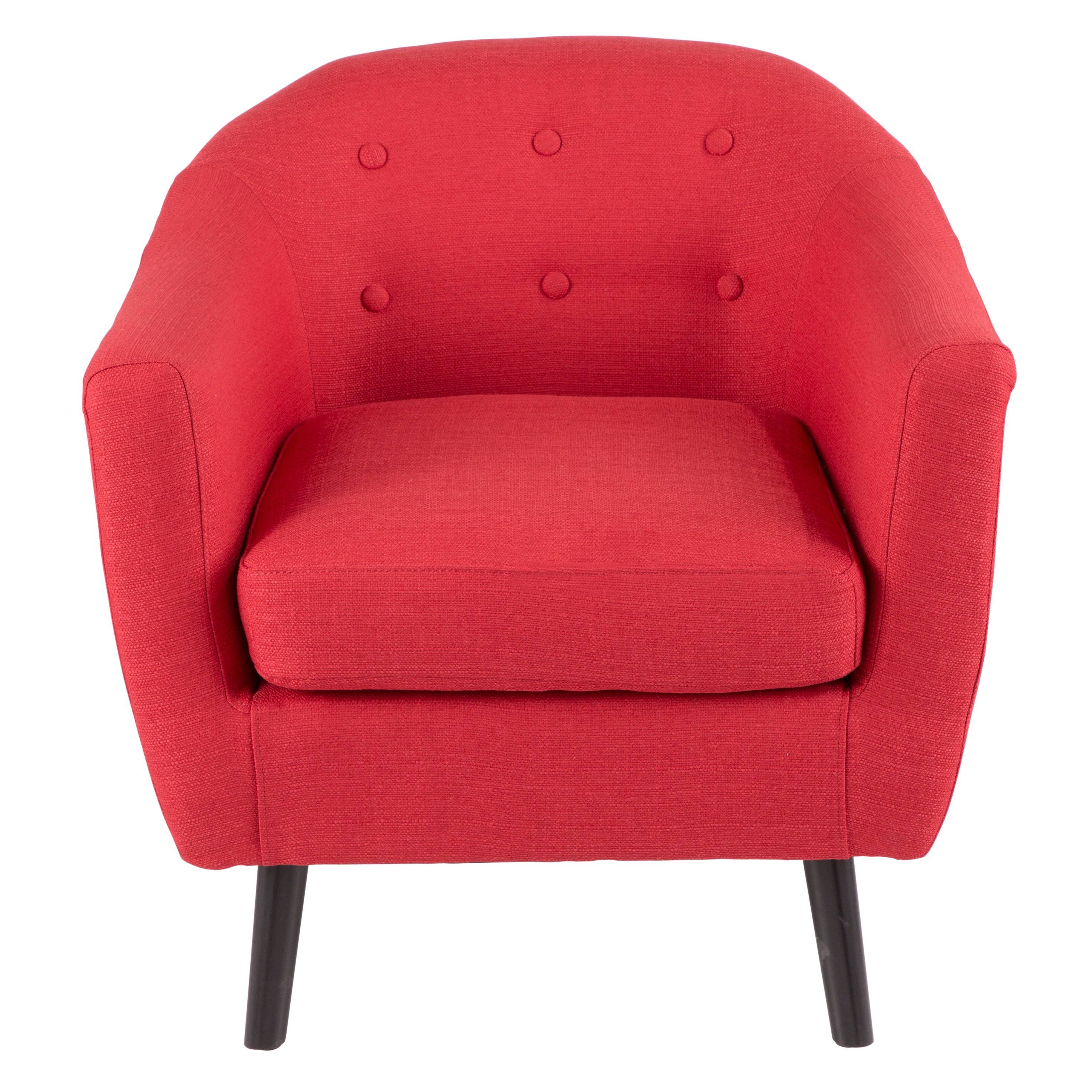 Red Fabric Accent Chair with Black Wooden Legs L206785