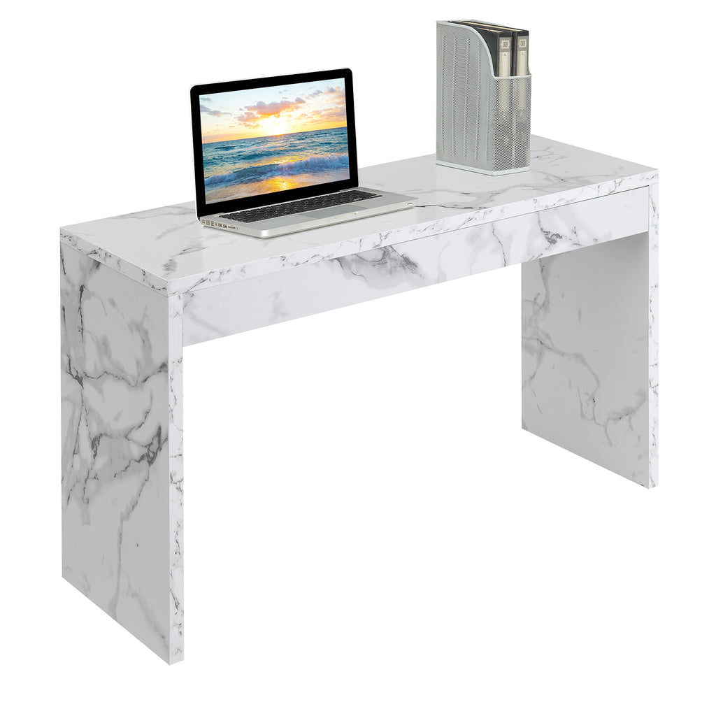 White Faux Marble Console Table/Desk D5900
