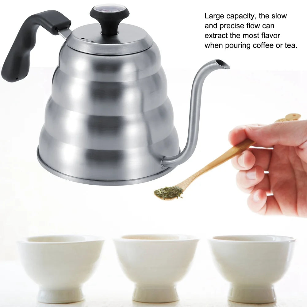 Stainless Steel Tea Pot with Gooseneck and Built-in Thermometer (1.2L) O9845