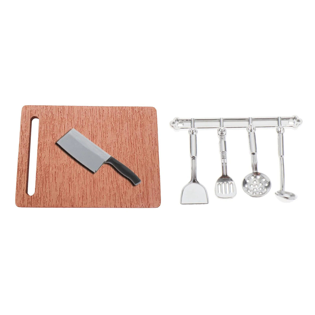 Mini Metal Dollhouse Kitchen Cookware Set with Chopping Board D981434