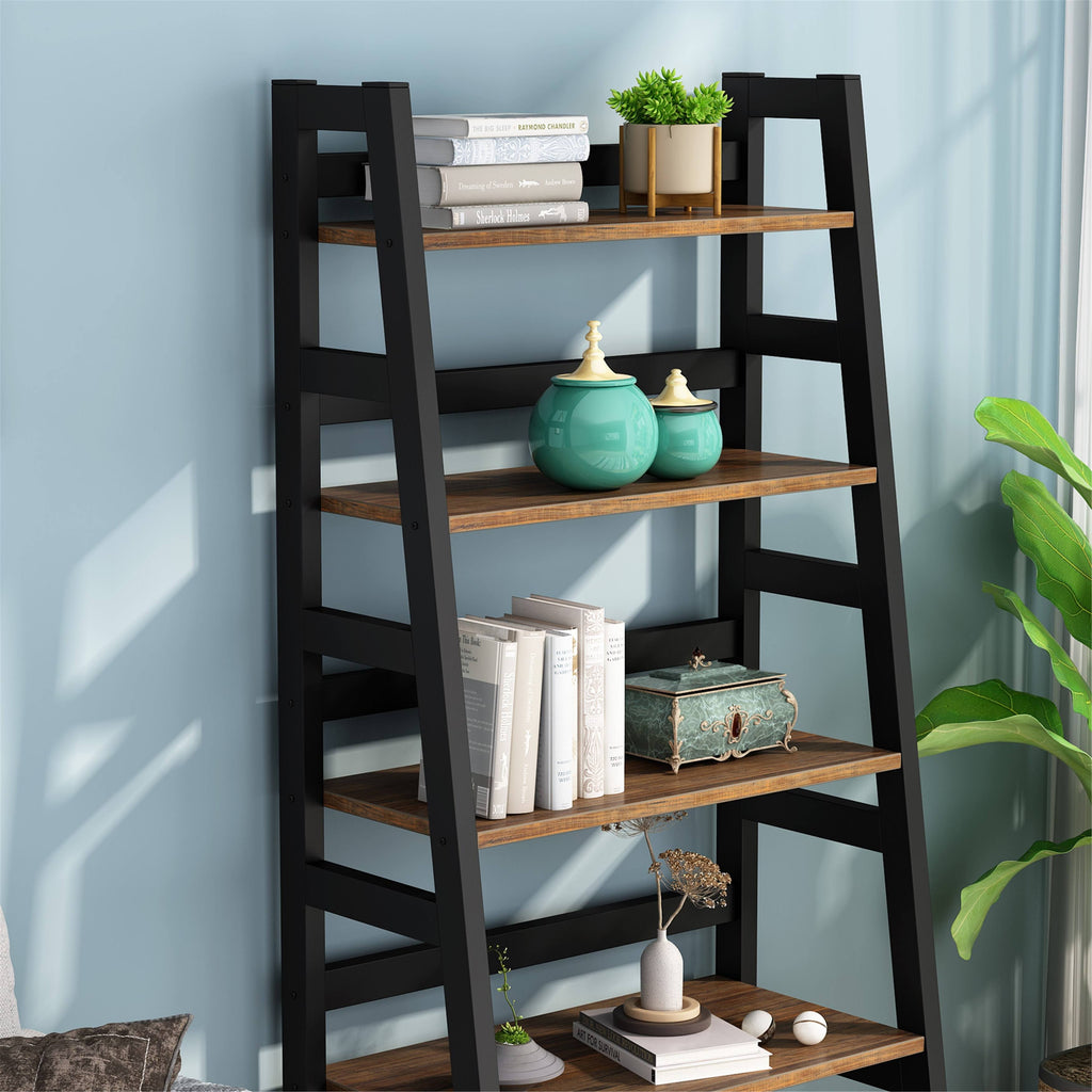 Walnut/Black 5-Tier Bookshelf R694887