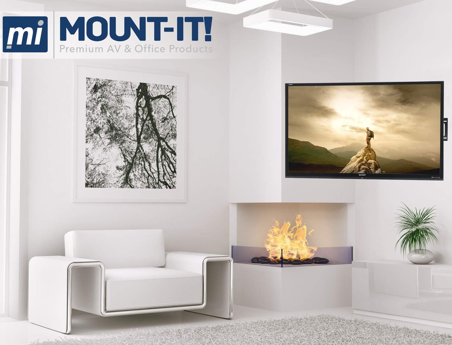 Black Corner TV Mount for 37-63 inch Flat Panel Screens, VESA up to 800x400, 132 lb Capacity, Pack of 2 G491