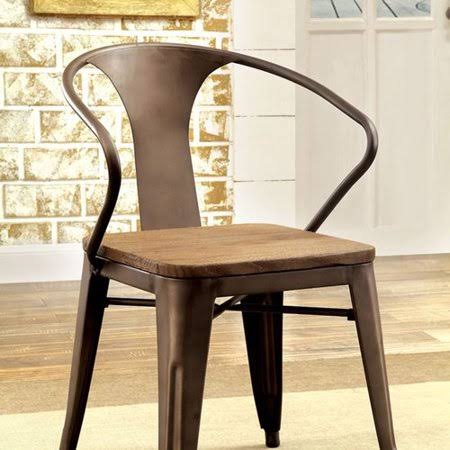 Industrial Dining Chair (Set of 2), Brown Q467960
