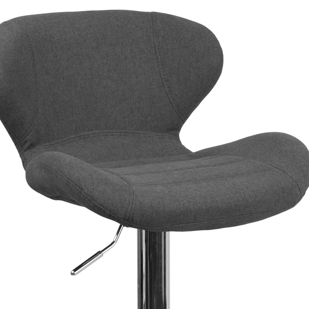 Charcoal Fabric Adjustable Height Barstool with Chrome Base G58076