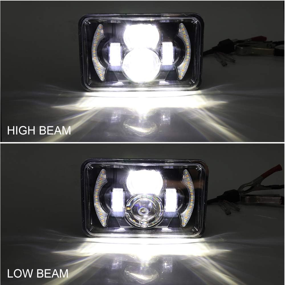 4x6 Inch LED Headlights Sealed Beam 80W Amber Halo Rectangular Replacement T272509