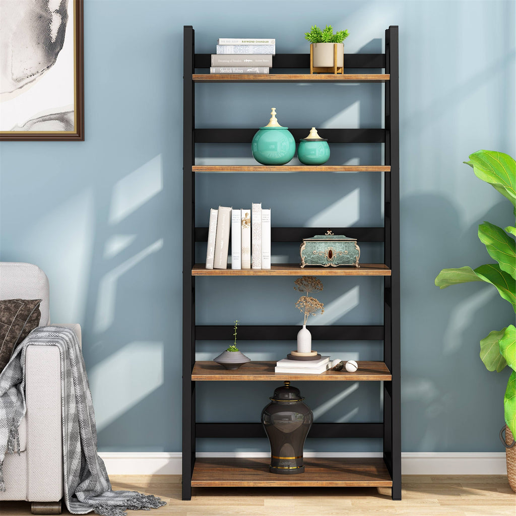 Walnut/Black 5-Tier Bookshelf R694887