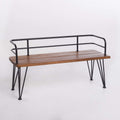 Teak Finish Iron and Acacia Wood Bench I739296