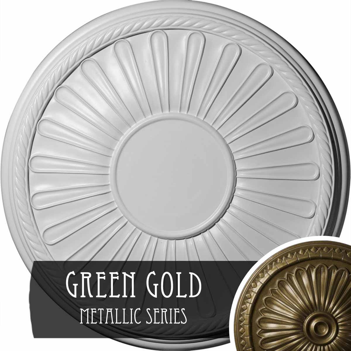 Green Gold Hand-Painted Ceiling Medallion I892