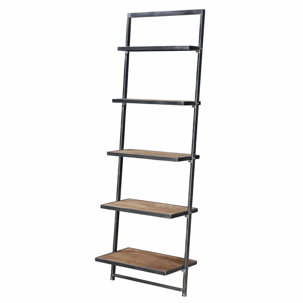 5 Tier Black Ladder Bookcase Shelf E770