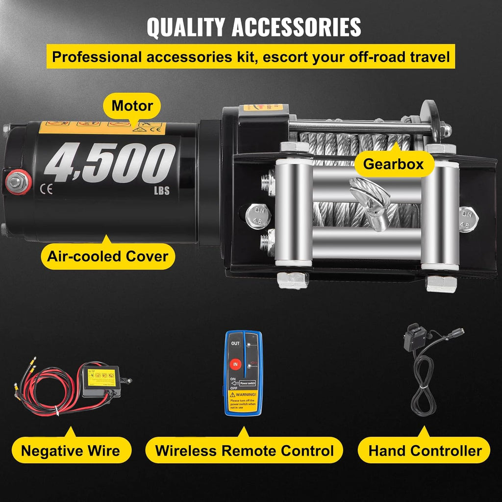 4500lb 12V Electric Winch with Wireless Remote Control Y118