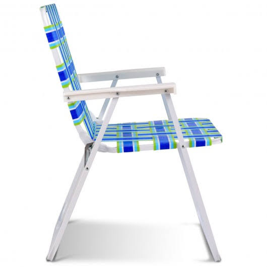 6 Pcs Folding Beach Chair Camping Lawn Chair Blue P56344