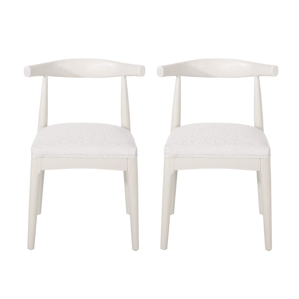 Almond Textured Boucle Fabric Upholstered Wood Dining Chairs, Set of 2 Z3778
