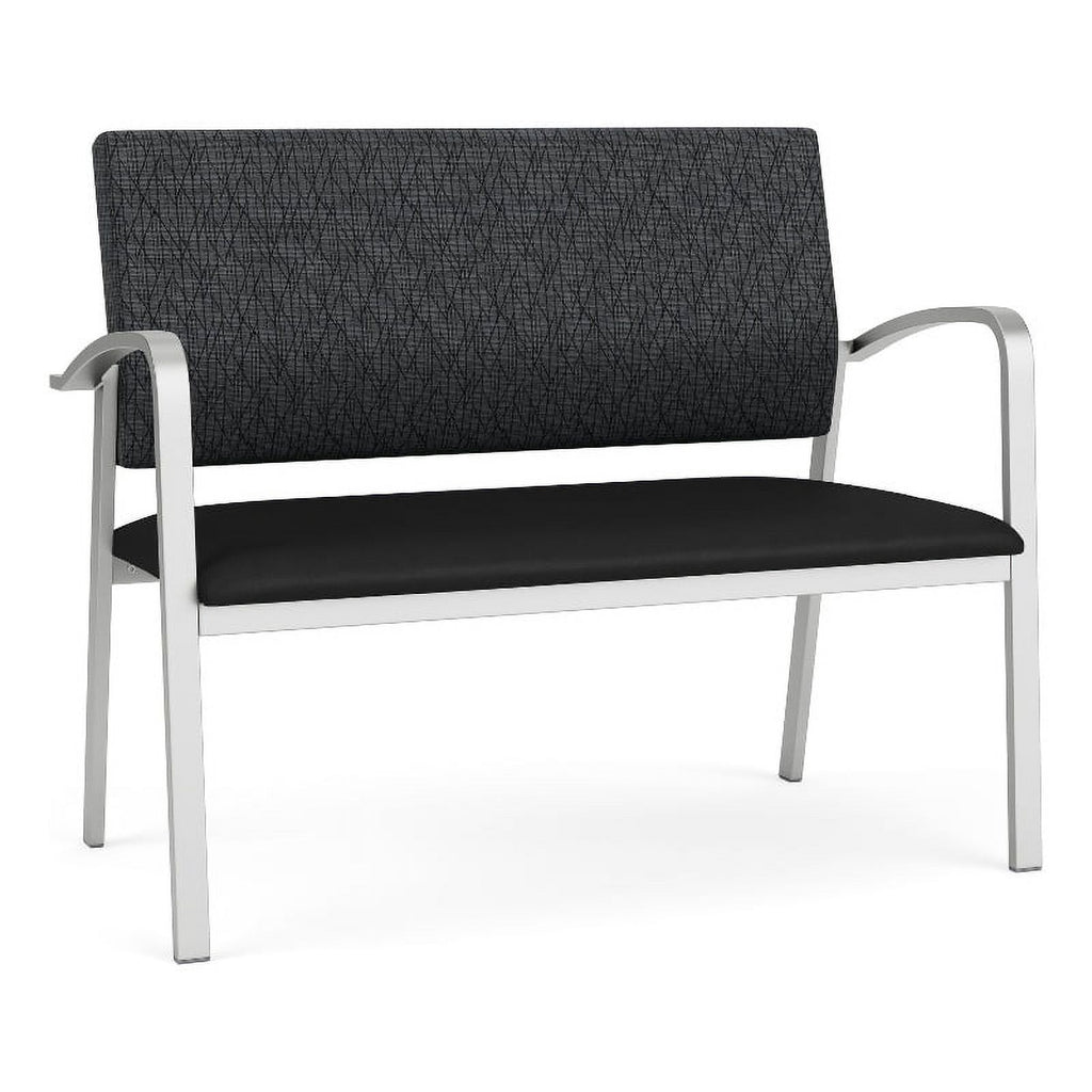 Silver/Black Polyurethane Reception Loveseat F407527