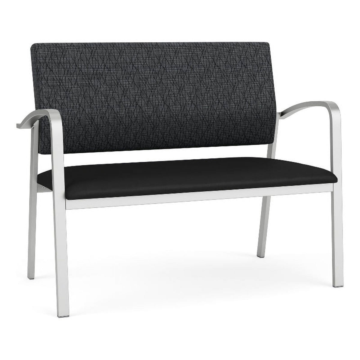Silver/Black Polyurethane Reception Loveseat F407527