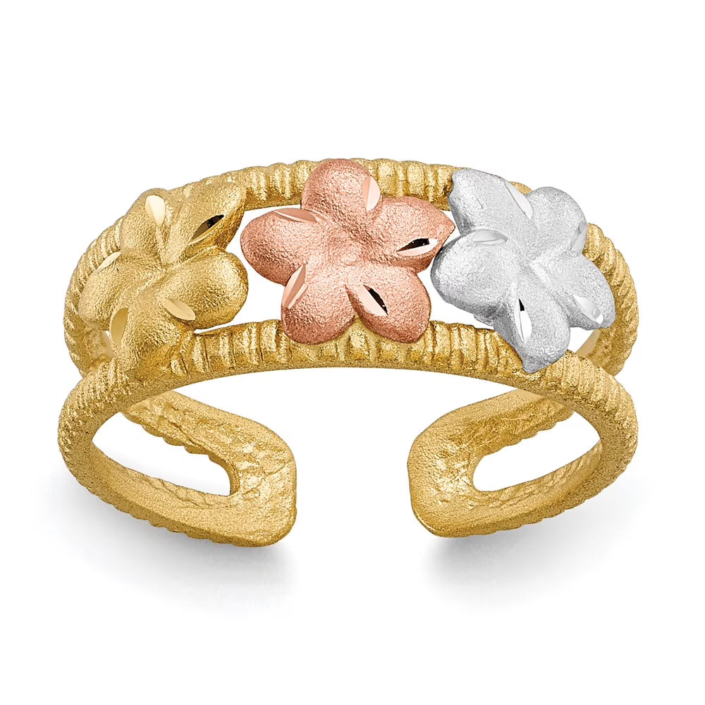 14 Karat Two-tone Plumeria Toe Ring P330246