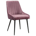 Pink Fabric Side Chair with Black Finish T766