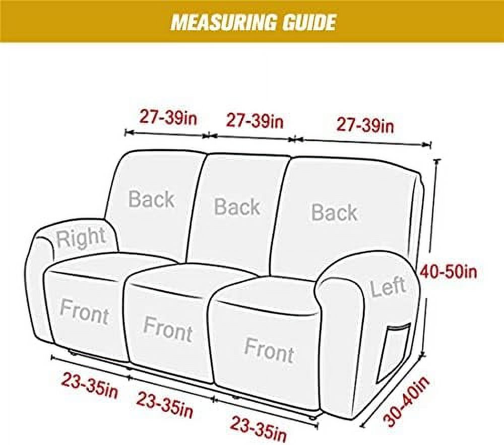 Velvet Recliner Sofa Slipcover 8 Pieces with Side Pocket K131208