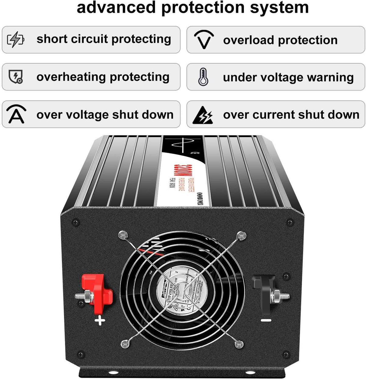 3000W 3200W Peak Power 6400W Pure Sine Wave Power Inverter DC 12V to 110V AC Converter 60HZ Solar Converter Y475