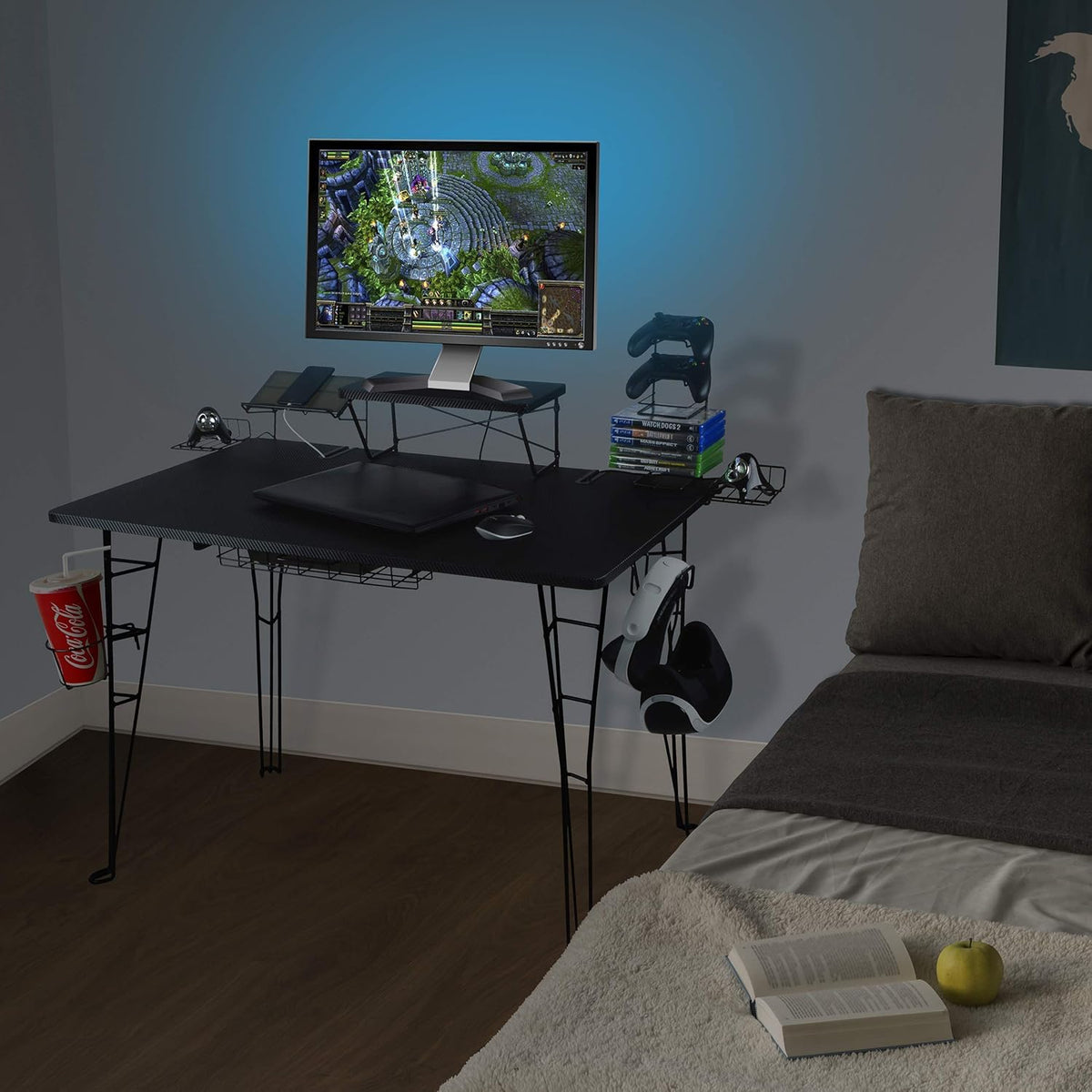 Gaming Desk with Monitor Stand and Cable Management J502242