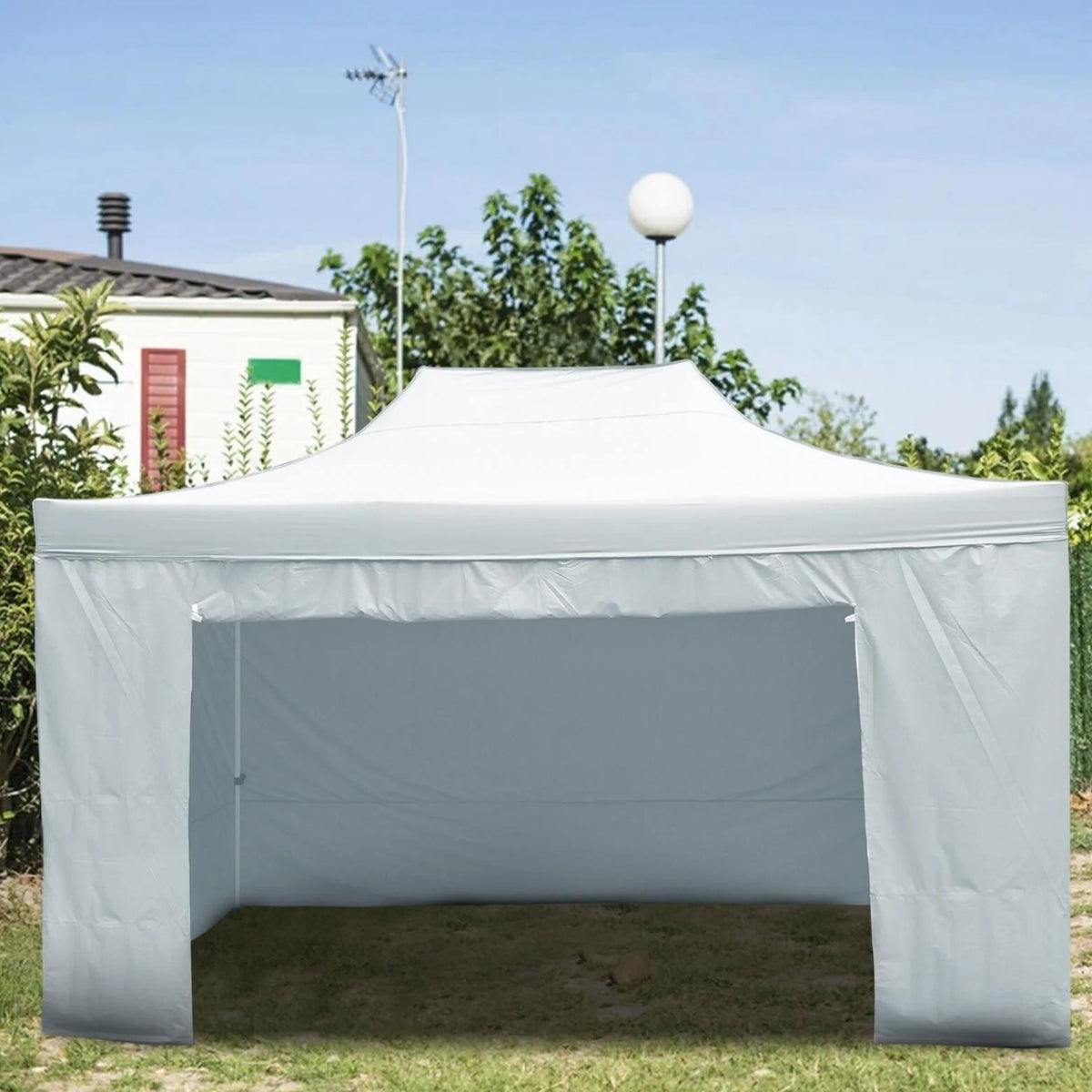 Silver Commercial Tent with 6 Removable Sidewall U9439