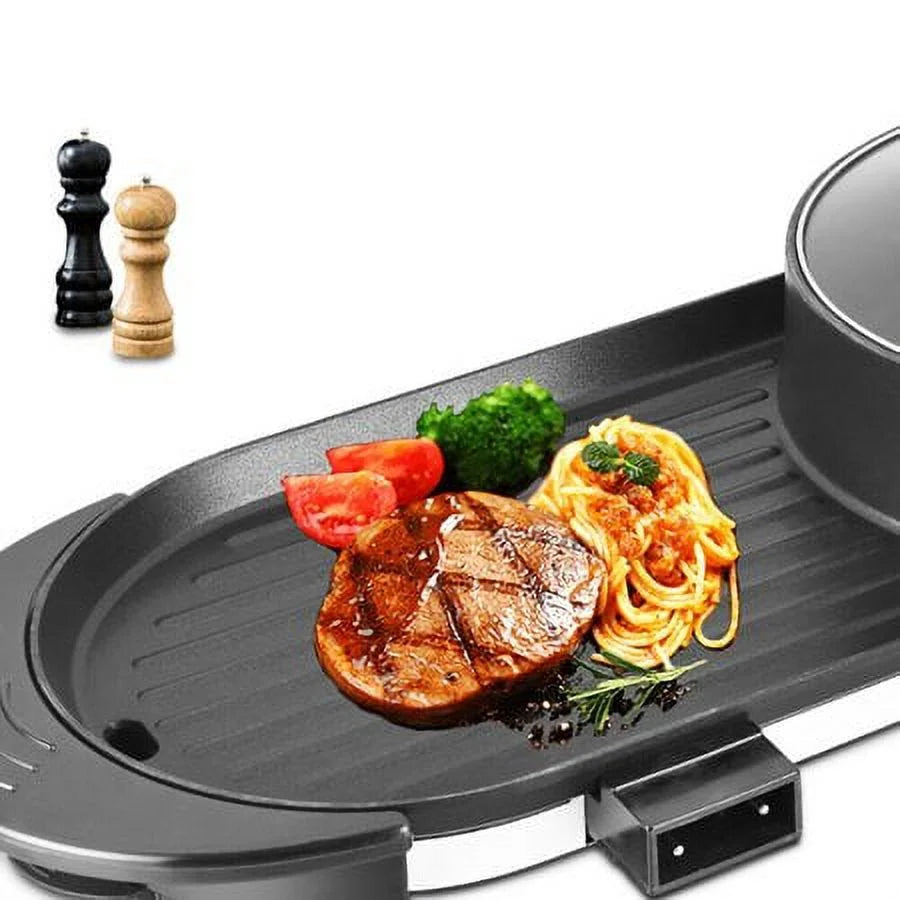 2in1 Electric Non-Stick Grill Hot Pot BBQ Soup Shabu Pot 2.2KW K39134