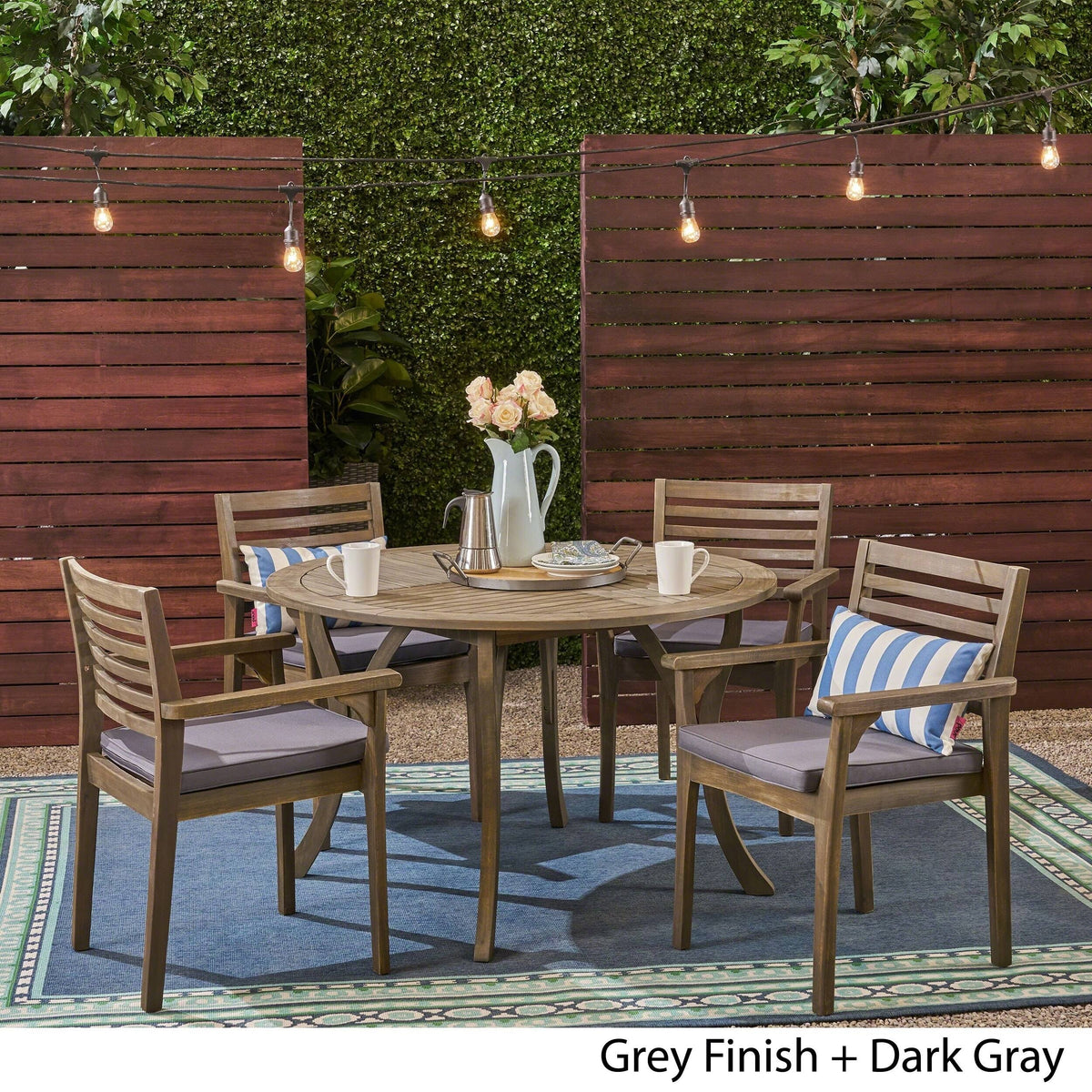 Gray 47 inch Round Acacia Dining Set G440335