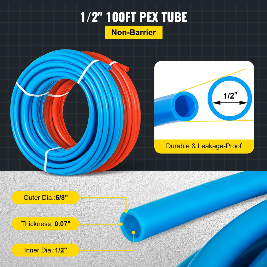 Pex Tubing 2 Rolls of 1/2 Inch X 100 Feet Flexible Water Pipe K809