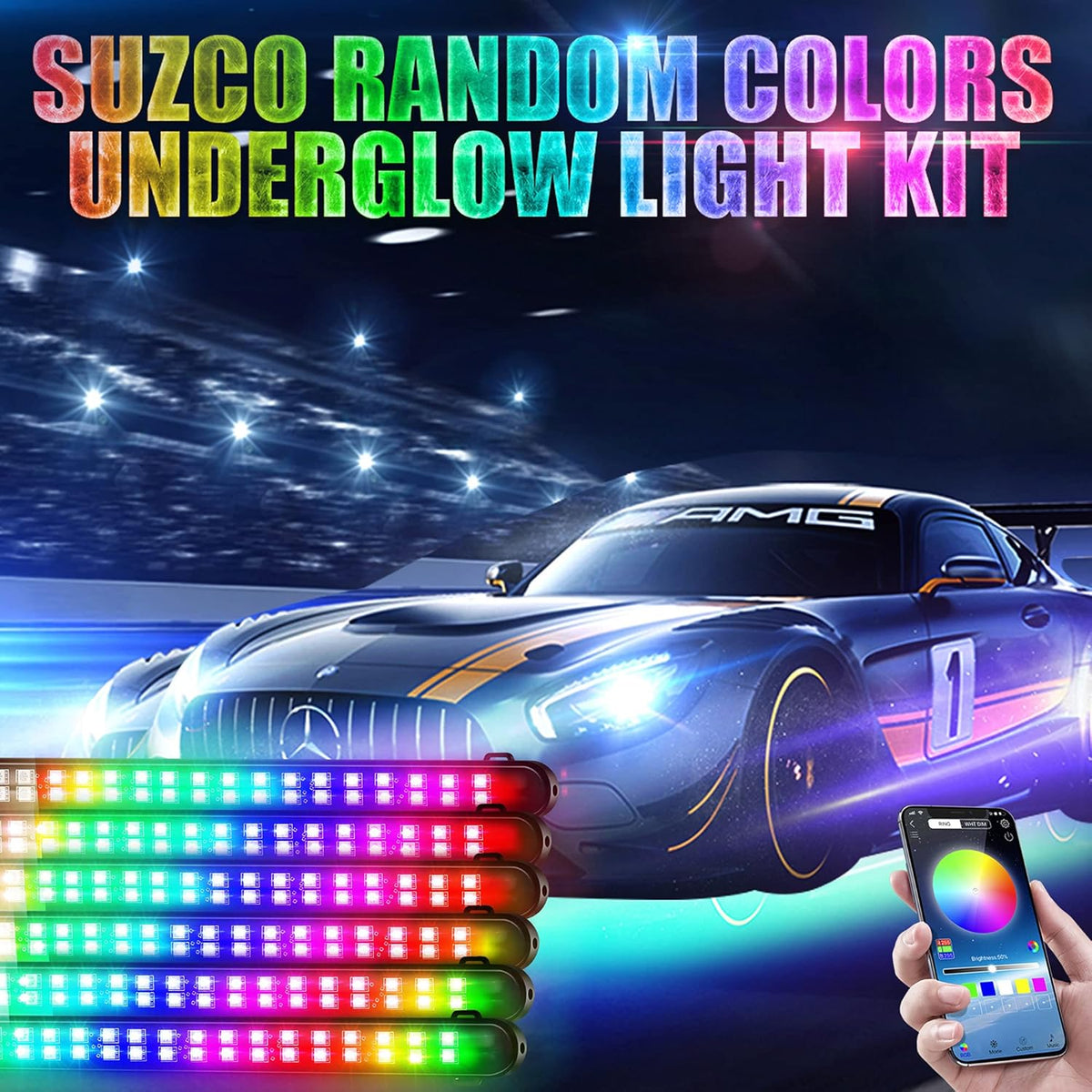 6PCS 216-LEDs Double-Row Neon Underbody LED Strips Kit with APP IP68 12V N257