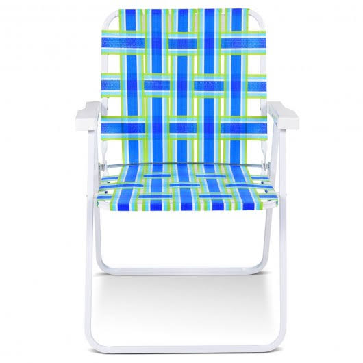 6 Pcs Folding Beach Chair Camping Lawn Chair Blue P56344