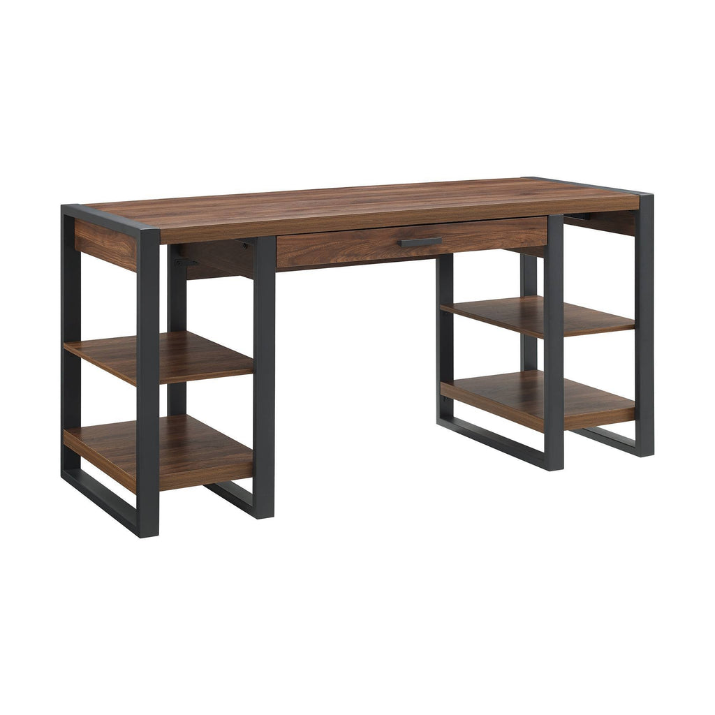 60x22 Industrial Farmhouse Desk with USB Dark Walnut V33093