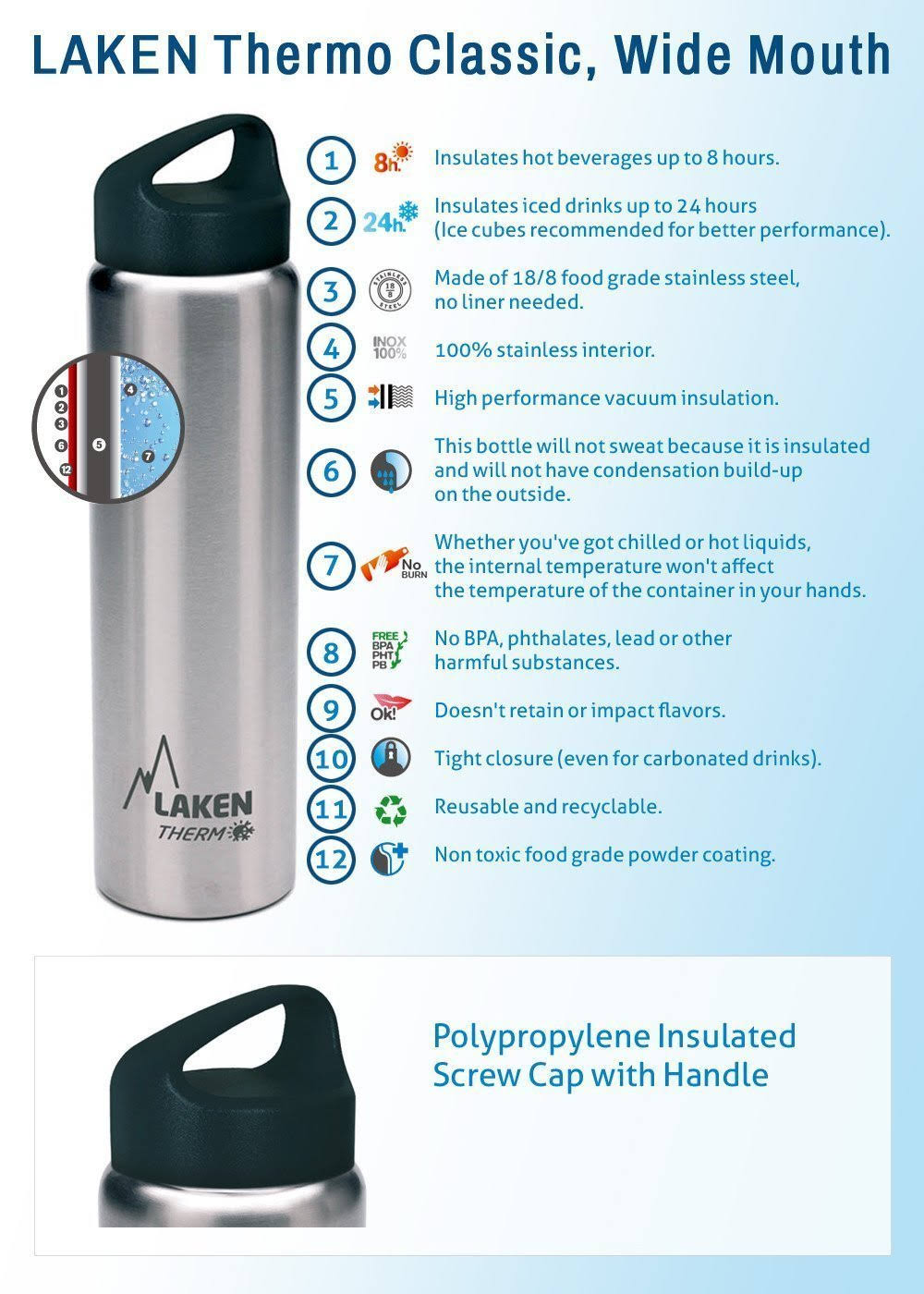 Vacuum Insulated Stainless Steel Water Bottle - 500ml Q734