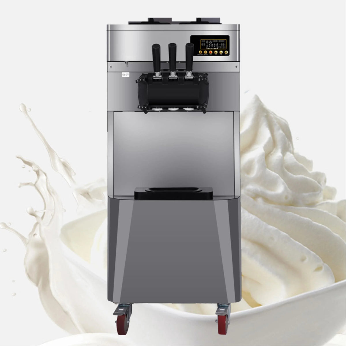 Commercial Three Flavors Ice Cream Maker with Stainless Steel Stand W818