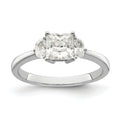 14k White Gold 3 Stone Half Moon Princess Cut CZ Ring C2364