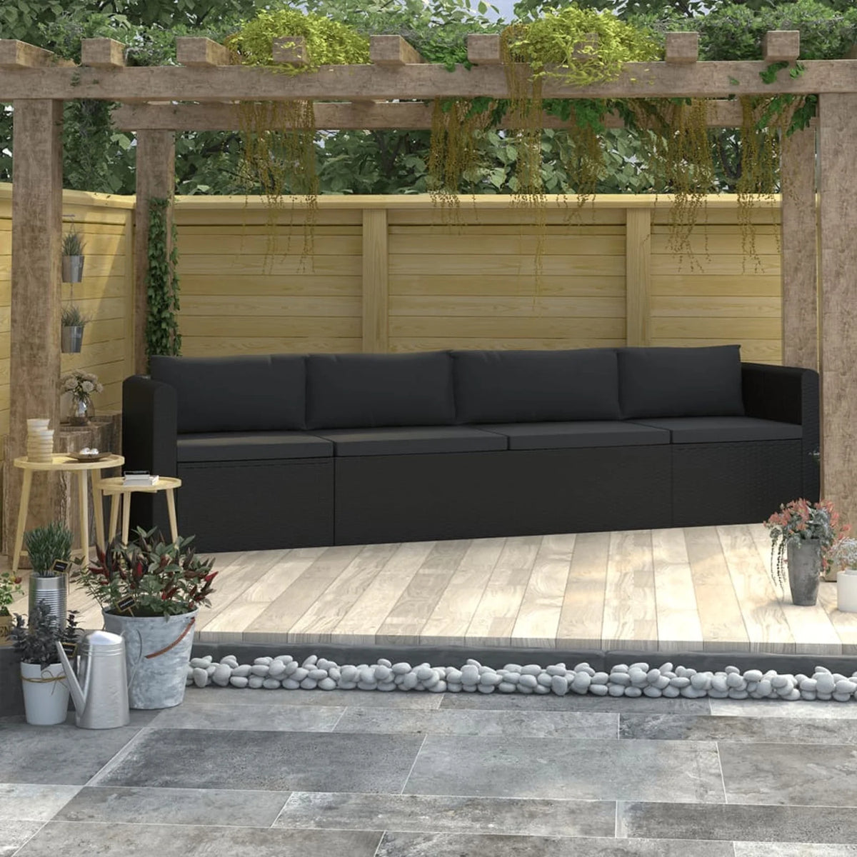 4 Piece Poly Rattan Patio Sofa Set with Cushions S1976