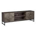 Distressed Gray & Black Wood Accent Cabinet A455637