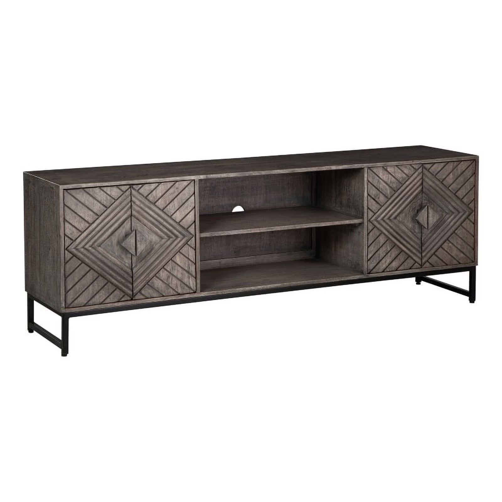 Distressed Gray & Black Wood Accent Cabinet A455637