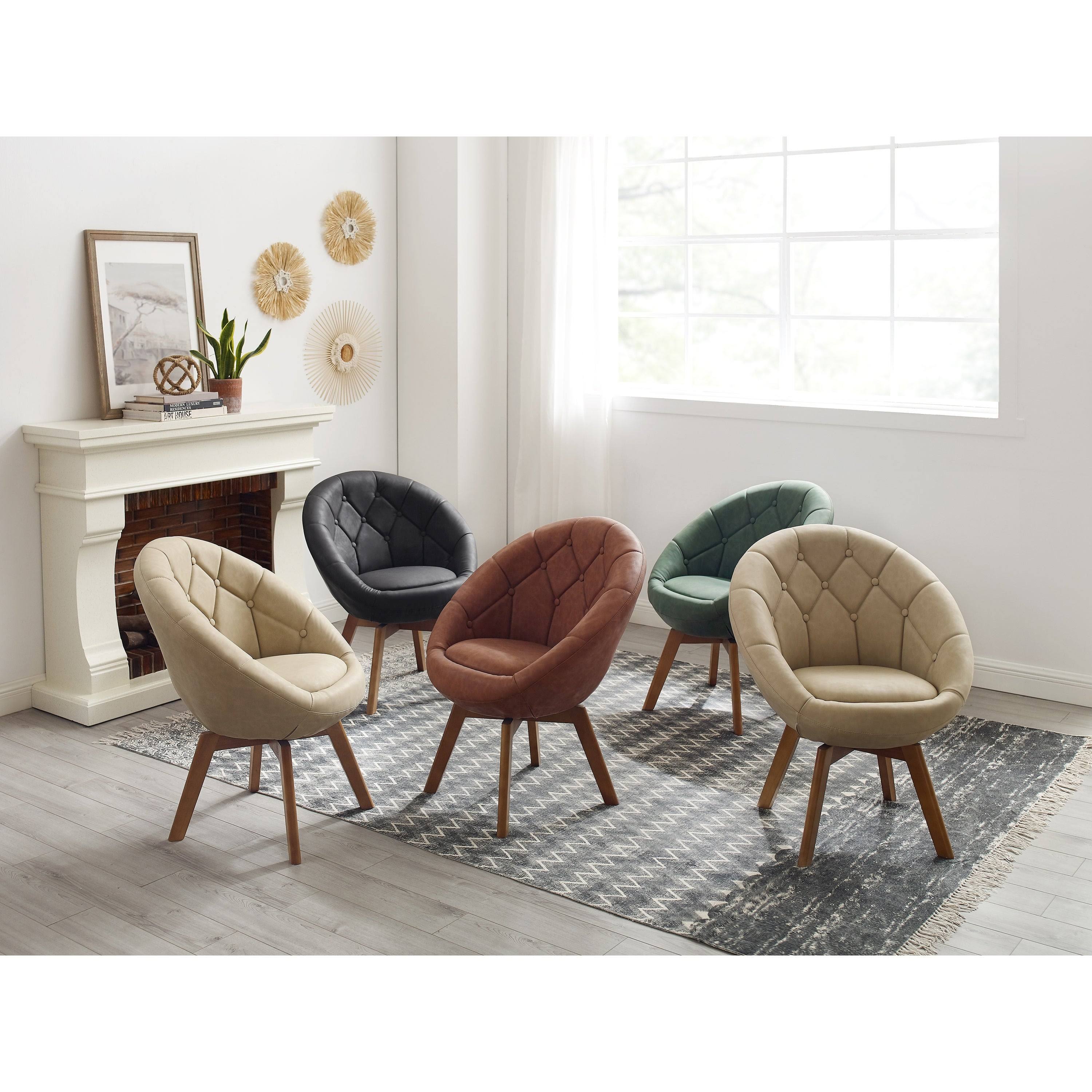 Yellow Velvet Tufted Swivel Accent Chair B1117