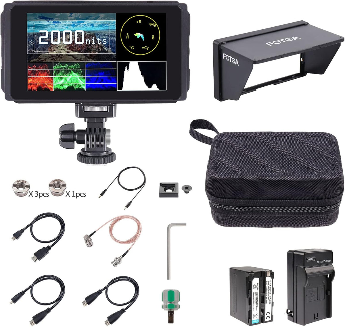 5 Inch 2000 nit Touch Screen Camera Field Monitor with 4K HDMI in/Out O490112