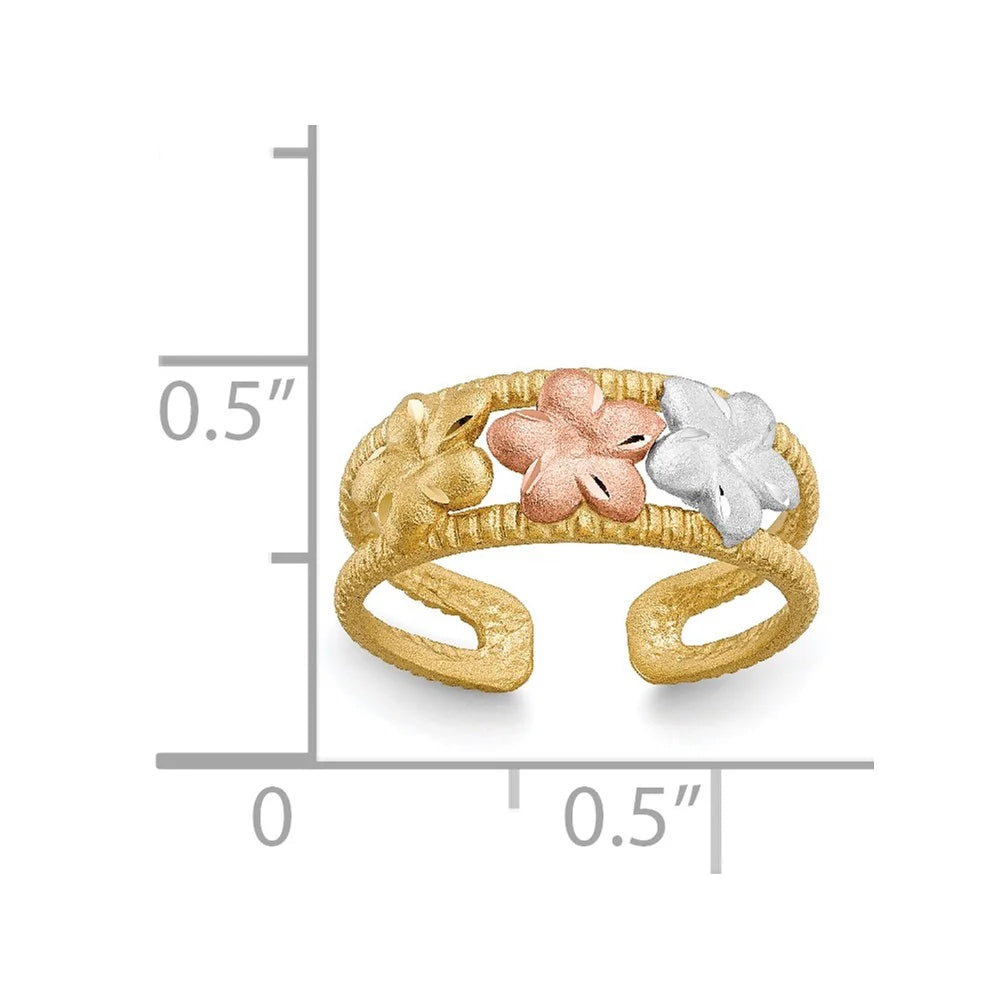 14 Karat Two-tone Plumeria Toe Ring P330246