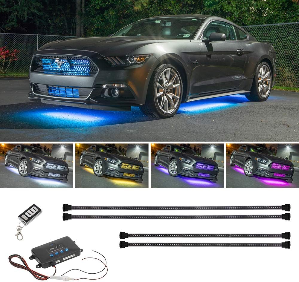 4pc Multi-Color LED Underbody Lighting Kit for Cars with Remote V372916