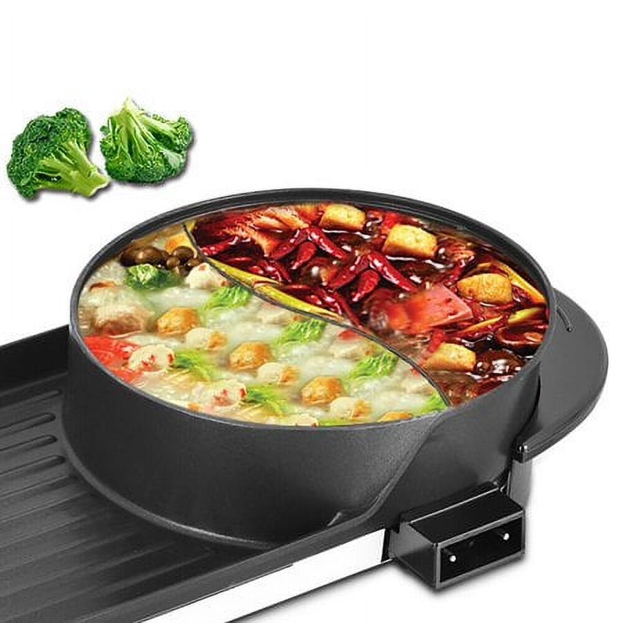 2in1 Electric Non-Stick Grill Hot Pot BBQ Soup Shabu Pot 2.2KW K39134