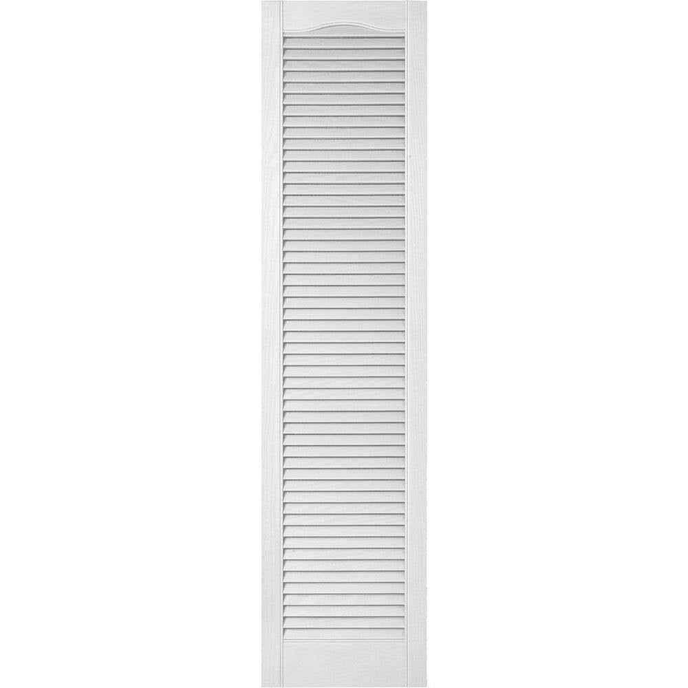 18 inch W x 44 inch H Vinyl Louver Shutters, Bright White, Per Pair M8867