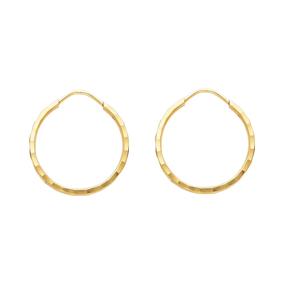 14k Yellow Gold Small Round Hoop Earrings K656
