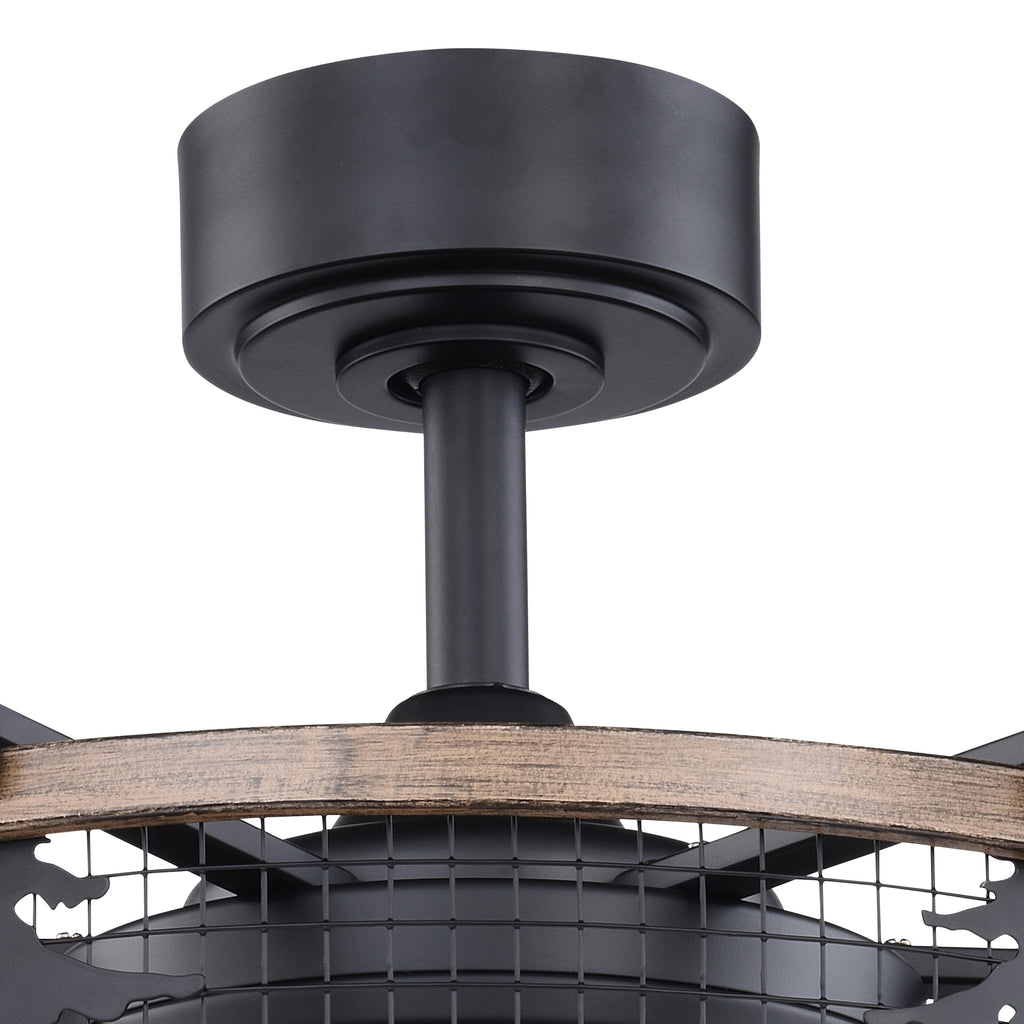Bronze and Teak Rustic Indoor Ceiling Fan with Light Kit and Remote D4490