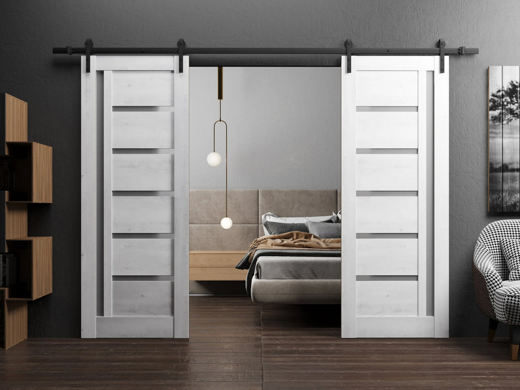 Double Barn Door 36 x 84 inches with Frosted Glass V60287
